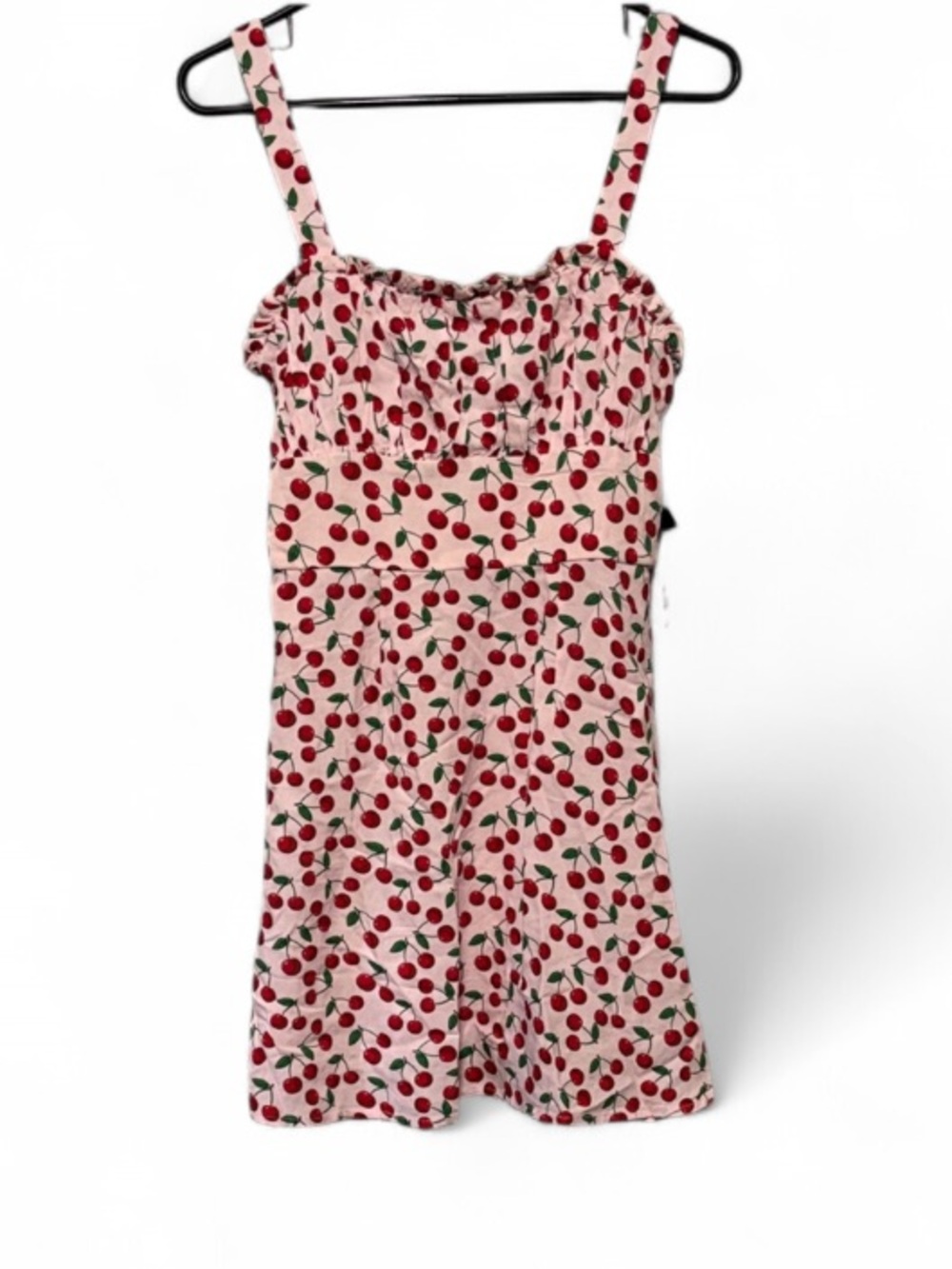 Trixxi Retro Pin-Up Pink Cherry Print Ruched Bodice Mini Dress